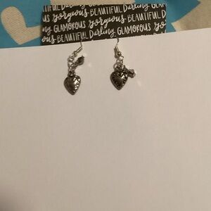 Silver Heart Dangle Earrings